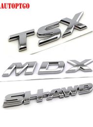 Silver Car Rear Trunk 3D Letter MDX TSX SHAWD Emblem Logo Badge Decal Sticker For Acura Cars2391201