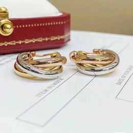 Earring Designer Earrings For Women 925 Sterling Silver French Three Ring Colorful Wrapped Earrings With Gift Box