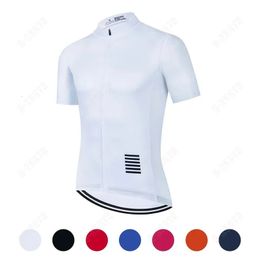 Men Cycling Jersey White Cycling Clothing Quick Dry Bicycle Short Sleeves MTB Mallot Ciclismo Enduro Shirts Bike Clothes Uniform 240219