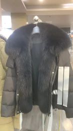 Fur 2023 New Fashion Lady Thick Warm Large Real Fox Fur Collar Down Coats Female Jackets Winter Women Goose Down Coat