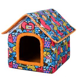 Mats Foldable Dog House Pet Cat Bed Winter Dog Villa Sleep Kennel Removable Nest Warm Enclosed Tents Cave Sofa Pet Print House