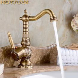 Bathroom Sink Faucets Luxury antique bronze inlaid deck installation kitchen faucet bathroom basin faucet sink faucet mixer hot and cold faucet Q240301