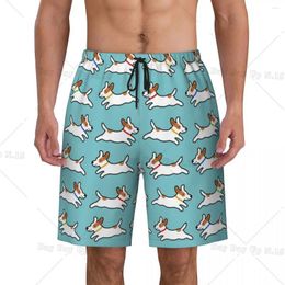 Men's Shorts Cute Jack Russell Terrier Running Dog Boardshorts Men Quick Dry Board Swim Trunks Custom Print Swimwear Suits