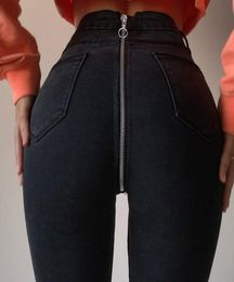Retro Back Zipper Jeans Women High Waist Black Denim Jeans Pants Skinny Club Butty Lifting Sexy Pants for Women3948095