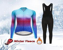 Women Winter Cycling Jersey Set 2020 Warm Thermal Fleece Bicycle Clothes MTB Shirts Female Road Bike Clothing Suit2503176