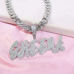 Cuban Chain Customized Necklace Curise Iced Out Name Handmade Personalizd Pendant Necklaces Women Men Custom Letter Jewelry 240223