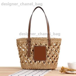 Shoulder Bags Summer Hollow Str Handbags Women Luxury Designer Handmade Woven Casual Braid Summer Beach Shoulder Bags Ladies Purse T240301