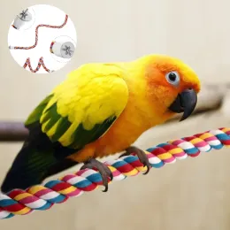 Perches Parrot Bird Standing Toys Cotton Rope Colourful Toy Chew Perches Staion Bar For Bird Cage Parrot Bungee Fun Toys Accessories