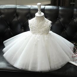 Girl Dresses 2024 Girl's Dress Children Party Princess Lace Tulle White Country Baptism Christening Ball Gown 1st Birthday For Kids