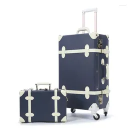 Suitcases Arrival Retro PU Leather Password Boarding Trolley Luggage Case With Bag 20'22'24'26 Inch Travel Suitcase Makeup Large Trunk