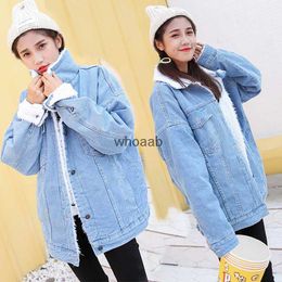 Women's Jackets Spring Winter New Wool jean Coat With Warm Jeans Coat Bomber Denim for basic 240301