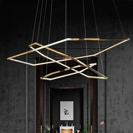 Modern Luxury Gold LED Pendant Lights Living Dining Room Lighting Decor Lustre Chandelier Indoor Bedroom Hanging Lights Fixture