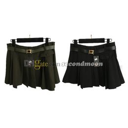 Women Sexy Pleated Skirt Metal Badge Belt Skirts Summer Party Mini Skirt Designer Breathable Skirts