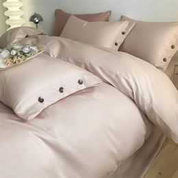 Luxury Egyptian Cotton Bedding Set Duvet Cover FlatFitted Sheet With Pillowcase Bed Linen Full Queen King Size Soild Colour 240226
