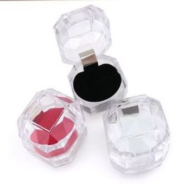 60Pcs lot Acrylic Crystal Clear Ring Box Transparent 3Color Box Stud Earring Jewellery Case Gift Boxes Jewellery Packaging291n