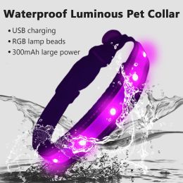 Collars LED Glowing Dog Collar Adjustable Flashing Waterproof Luminous Collar Night AntiLost Dog Light HarnessFor Small Dog Pet Product