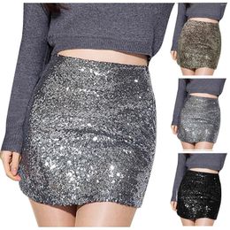 Skirts Under Skirt Shorts Women's Slim Sequin High Waist Full Belly Solid Sexy Elegant