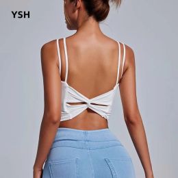 Bras YUSHUHUA Shoulder Straps Yoga Vest Cross Back Women Fitness Sports Bra Running Lady Sportswear For Gym Training Underwear Breath