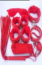 Faux Lined Restraint Set Gag Whip Hand Ankle Cuffs Blindfold Neck Collar R988232757