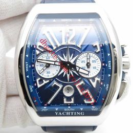 Produtos masculinos Vanguard 44mm relógio 7750 Valjoux Movimento Automático com Cronógrafo Funcional relógio Mostrador Azul Explodido Numer265U