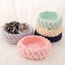 Mats XXS2XL Hand Woven Pet Dog Cat Kennels Machine Washable Core Cotton Breathable Cosy Cat Beds Indoor For Small Medium Large Pet