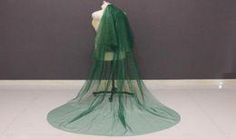 Bridal Veils Sparkling Green Wedding Veil With Gold Dust Glitters 2T Blusher Accessories 2021 Voile Mariage7098148