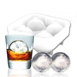 High quality Ice Balls Maker Utensils Gadgets Mould 4 Cell Whiskey Cocktail Premium Round Spheres Bar Kitchen Party Tools Tray Cube2911