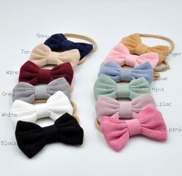 Corduroy Fabric Bow Headbands Soft Nylon Hair Band Handmade Hair Bows For Baby Infant Hair Accessory 12pcslot4373502