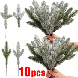 Decorative Flowers 10/5Pcs Christmas Simulation Pine Needles DIY Green Fake Branches Garland Decor Year Party Home Decoration