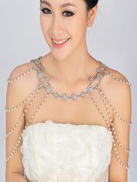 Ribbon Chain Shoulder Wedding Bridal Princess Crystal Rhinestone Body Jewerly Beaded Wedding Accessory Necklace Jewelry Set4458935