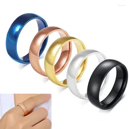 Wedding Rings 6mm Classic Men Blue Stainless Steel Ring Fashion Polished For Women Gift Jewellery