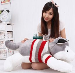 Dorimytrader Item 100cm Big Simulated Animal Husky Dog Plush Toy 39039039 Giant Cartoon Dogs Stuffed Doll Pillow Baby Pr3812249