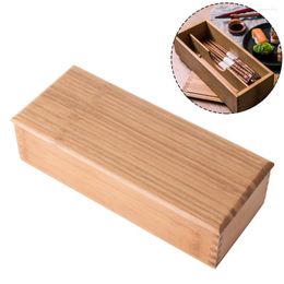 Kitchen Storage Cutlery Box Utensil Organizer Wooden Tray Container Silverware Holder Bamboo Black Chopstick Travel