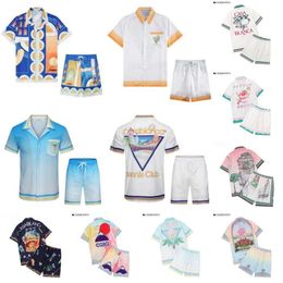 Casablanc Shirt Designer Set Masao San Print Mens Casa Blanca Casual and Short Womens Loose Silk Shirt High Quality Tees Summer Tour Casablancas Tshirt Size yd