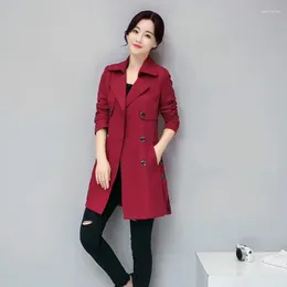 Women's Trench Coats Red Femme Windbreaker Female Thin Double Breasted Ladies Long Coat Overcoat Winter Clothes Women Plus Size 4xl