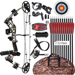 Bow Arrow Compound Bow and Archery Sets - Right Hand Archery Compound Bows 30 - 70 Lbs Draw Weight Adjustable for Adults and Beginners YQ240301