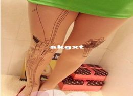 Whole Machine Gun Tattoo Socks Pattern Transparent Pantyhose Stockings Tights LeggingsG6814567747