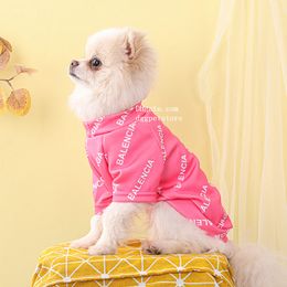 Designer Dog Clothes Luxury Dog Apparel with Classic Letters Pattern Summer Silky Pet T-Shirts Soft Elastic Breathable Puppy Shirts for Small Dog Schnauzer XS A702