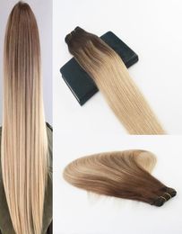 Human Hair Bundles Ombre 4 Fading to 18 Highlights Brazilian Virgin Hair 100G Per Bundle Straight Human Hair Weft Extensions1526078