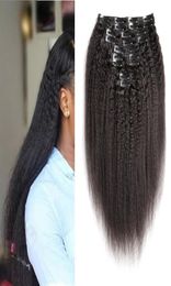 Kinky straight clip in extensions 10PcsSet 120G virgin yaki clip in human hair extensions 10quot24quot coarse yaki clip in h4749580