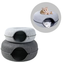 Mats Donut Pet Cat Tunnel Interactive Play Toy Cat bed Dual Use Ferrets Rabbit Bed Tunnels Indoor Toys Cats House Kitten Training Toy