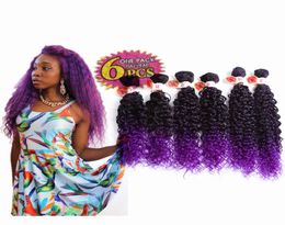 250glot synthetic weave hair extensions 14quot16quot18quot Jerry curly tress Crochet braids ombre brown kanekalon synth9032769