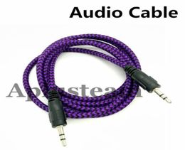 High Quality 3.5mm Braided AUX o Cable Woven 1.5M Auxiliary Stereo Jack Male Car Colourful Cord for iphone 6s Samsung S7 S6 Speaker MP33812619