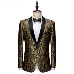 Men Blazers Banquet Party Prom Ball Slim Fit Wedding Tuxedo Suit Jackets Shawl Lapel Stage Costume Nightclub Singer Host Dancer 240221