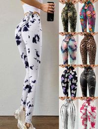 Tie Dye Print Leggings Bow Tie High Waist Women Stretch Strethcy Fitness Seamless Leggings Sweatpants Sports Gym Legging1968620