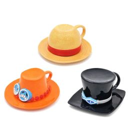 Tools Anime ONE piece Cosplay Mug Water Cup Creative Luffy Ace Sabo Ceramic Cup Three Brothers Hat Shaped Coffee Cup Parties