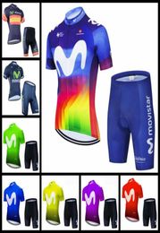 movistar team Cycling Short Sleeves jersey summer mountain bike kit breathable quickdry men racing shirts shorts sets H051201941358925343