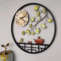 Wall Clocks Oriental Vintage Clock Decorative Silent Quartz Retro Decor Chinese Anciant Poetic Home Ornament Creative Design