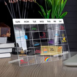 Desktop Calendar Board Planner Reusable Decoration Dry Wipe Board Schedule Transparent Acrylic Refrigerator Message Menu 240227