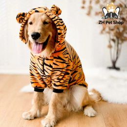 Jackets Medium to large dog clothing winter hoodie jacket fun dinosaur tiger wool large dog coat clothing jumpsuit warm pet supplies